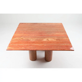 New Design Luxury Polished Stone Furniture Vintage Red Travertine Dining Table